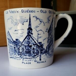 Blue and White Quebec Souvenir Mug